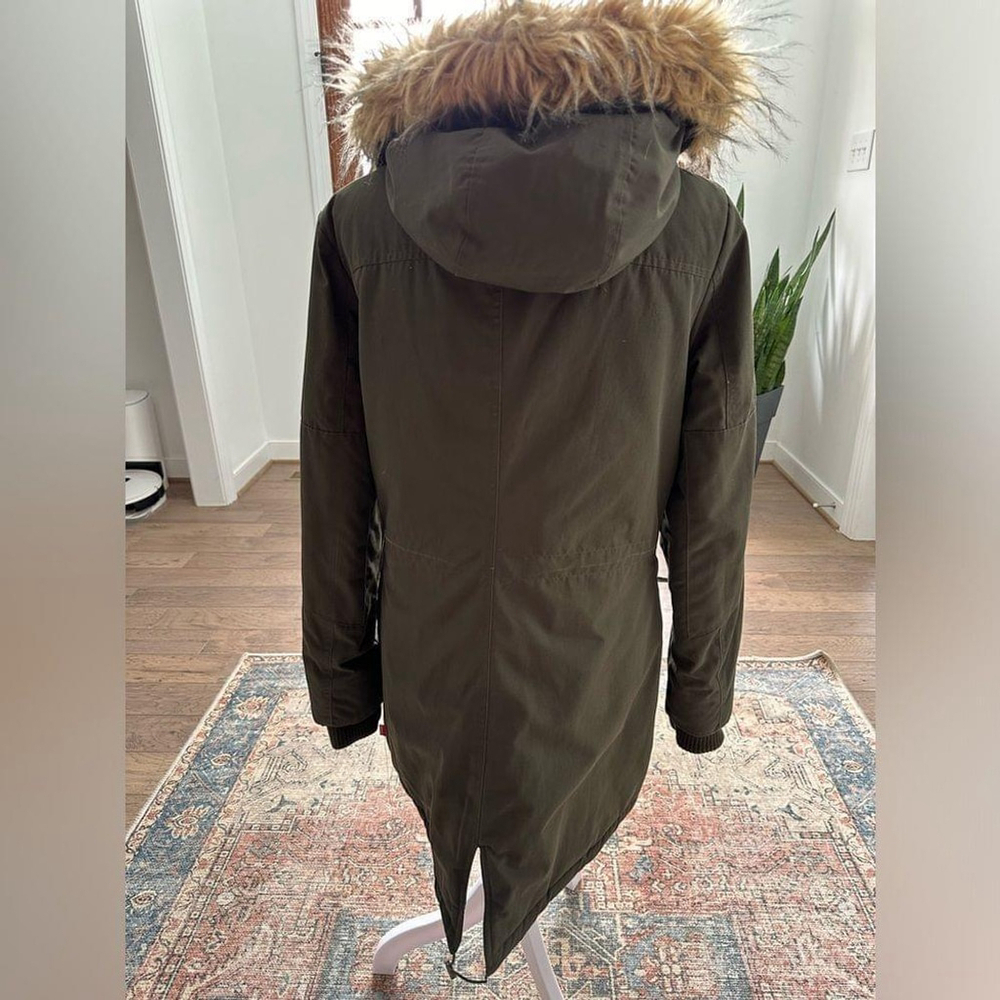 Levi’s Water Repellent Parka Jacket Faux Fur Trim Hood Small - Picture 4 of 11